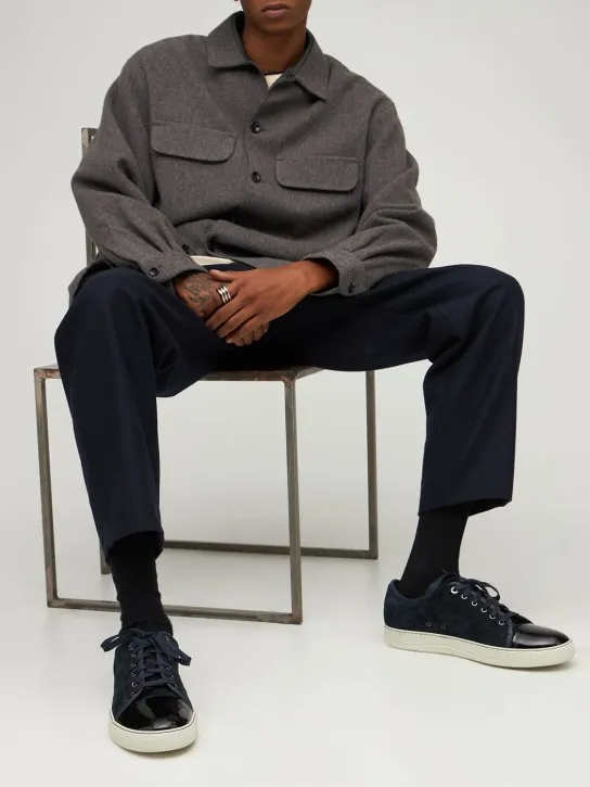 Lanvin   Suede &amp; leather low top sneakers 