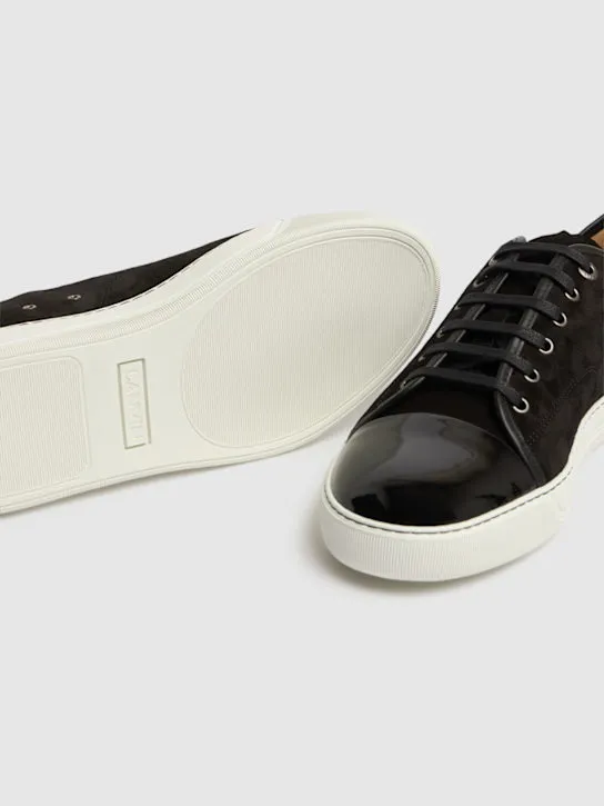 Lanvin   Suede &amp; leather low top sneakers 
