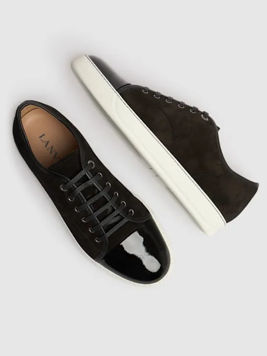 Lanvin   Suede &amp; leather low top sneakers 