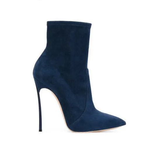 Leopard Leather High Heel Pointed Ankle Boots