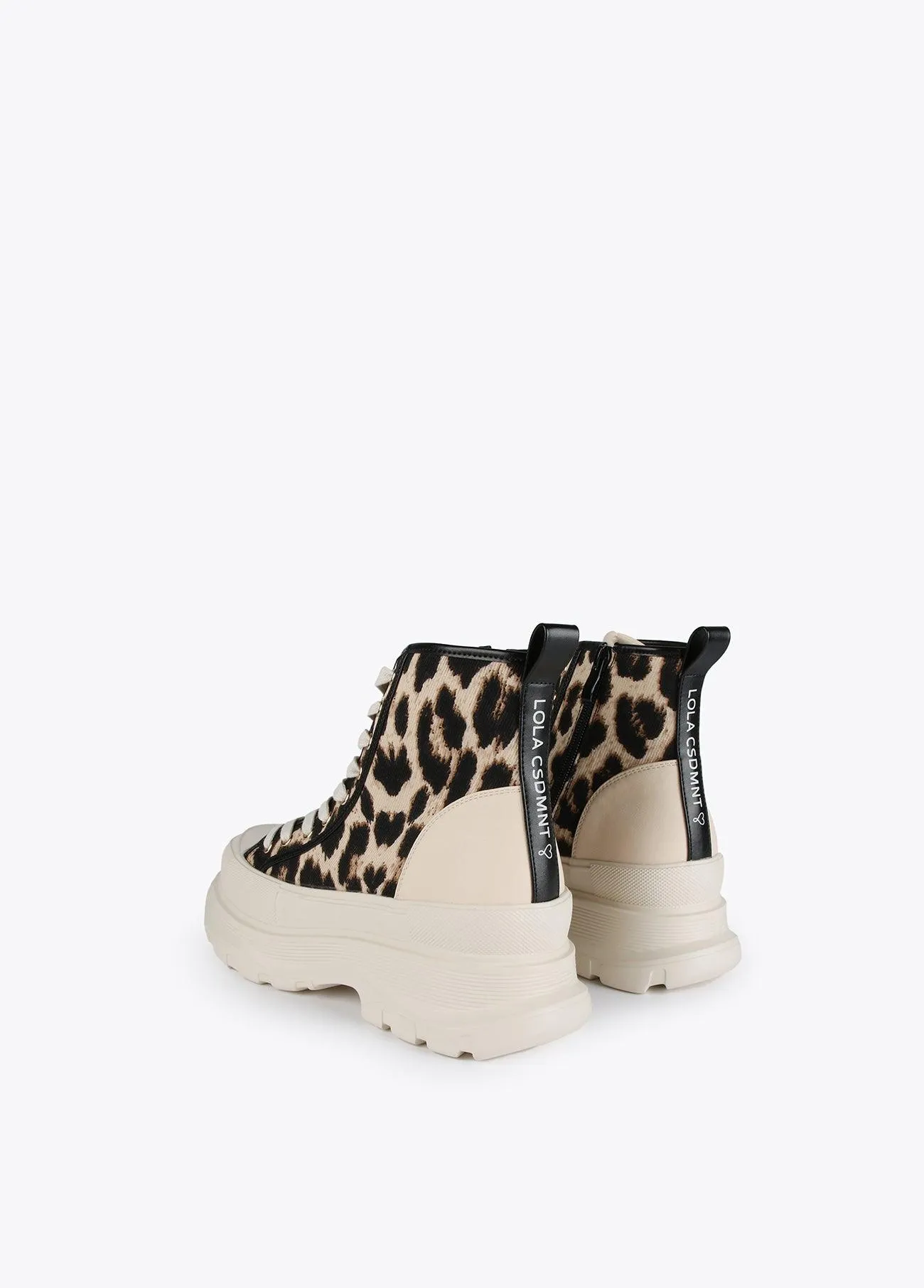 Leopard print platform ankle boots
