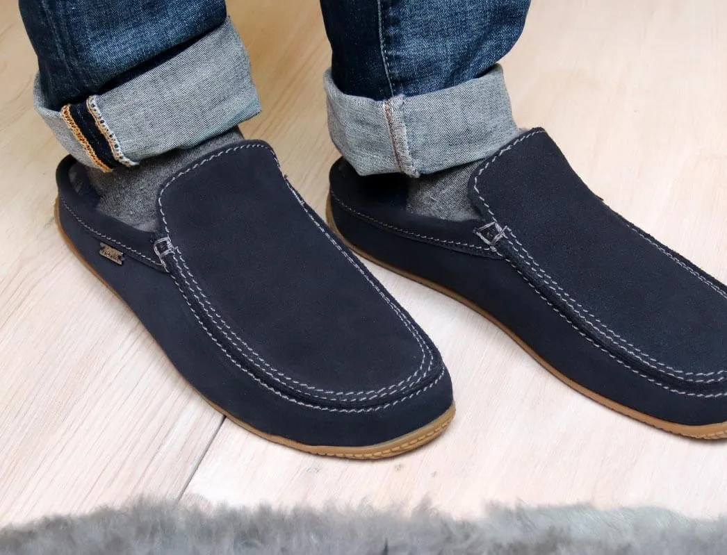 Living Kitzbuehel Men's Sheepskin Moccasins, Night Blue