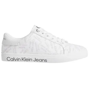Low Profile All Over Print Cotton Sneakers - White