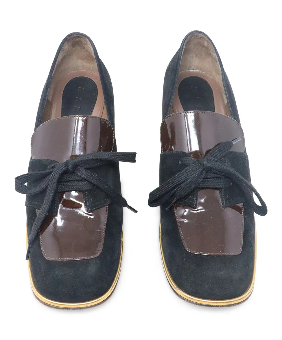 Marni Black Suede & Brown Patent Oxfords sz 10
