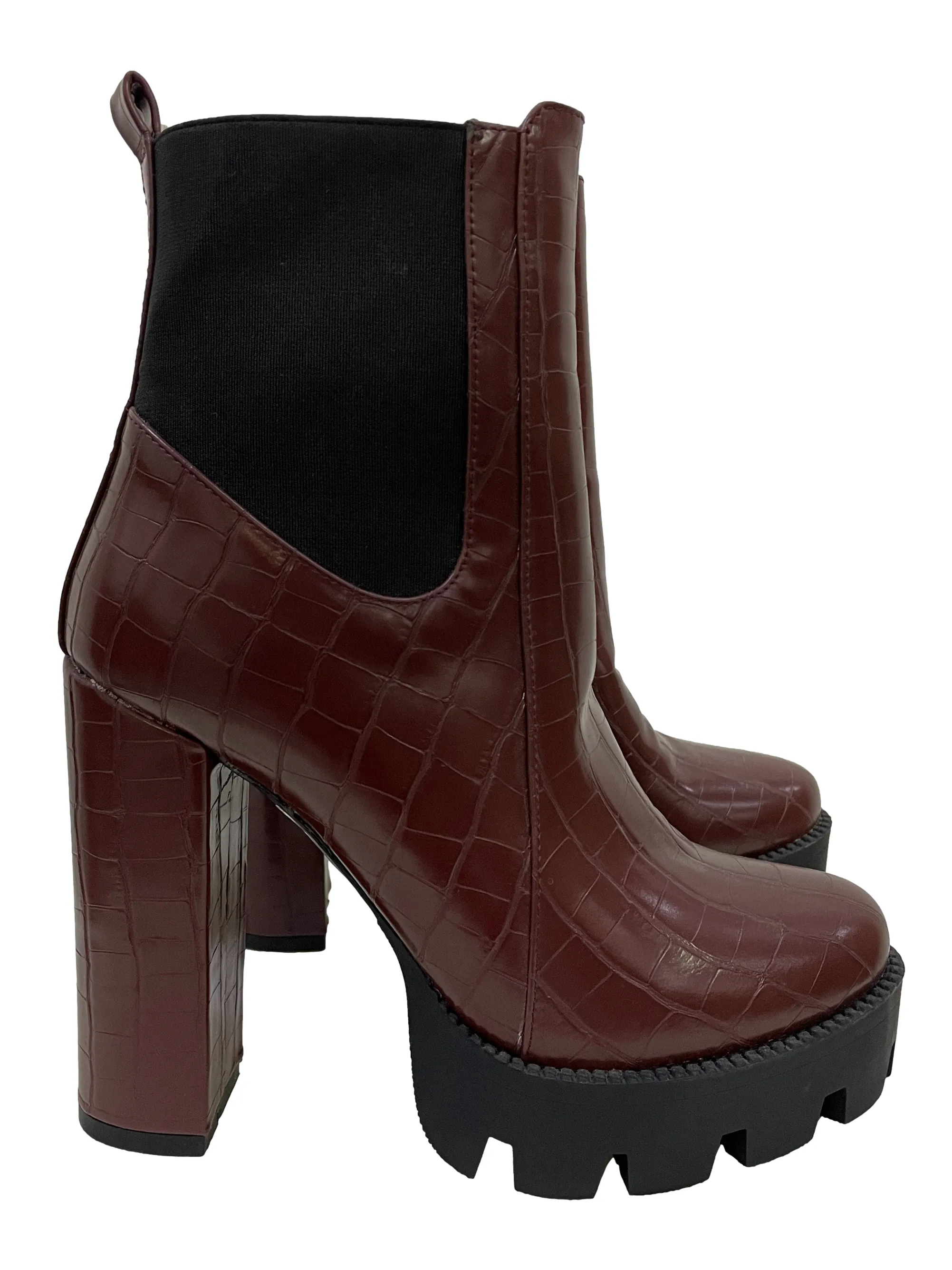 Maroon Platform Heels Boots