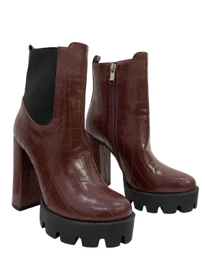 Maroon Platform Heels Boots