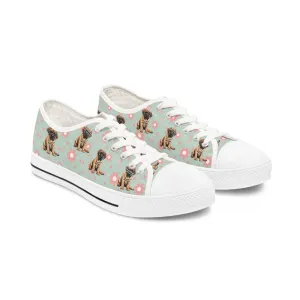 Mastiff with flowers Women's Low Top Sneakers