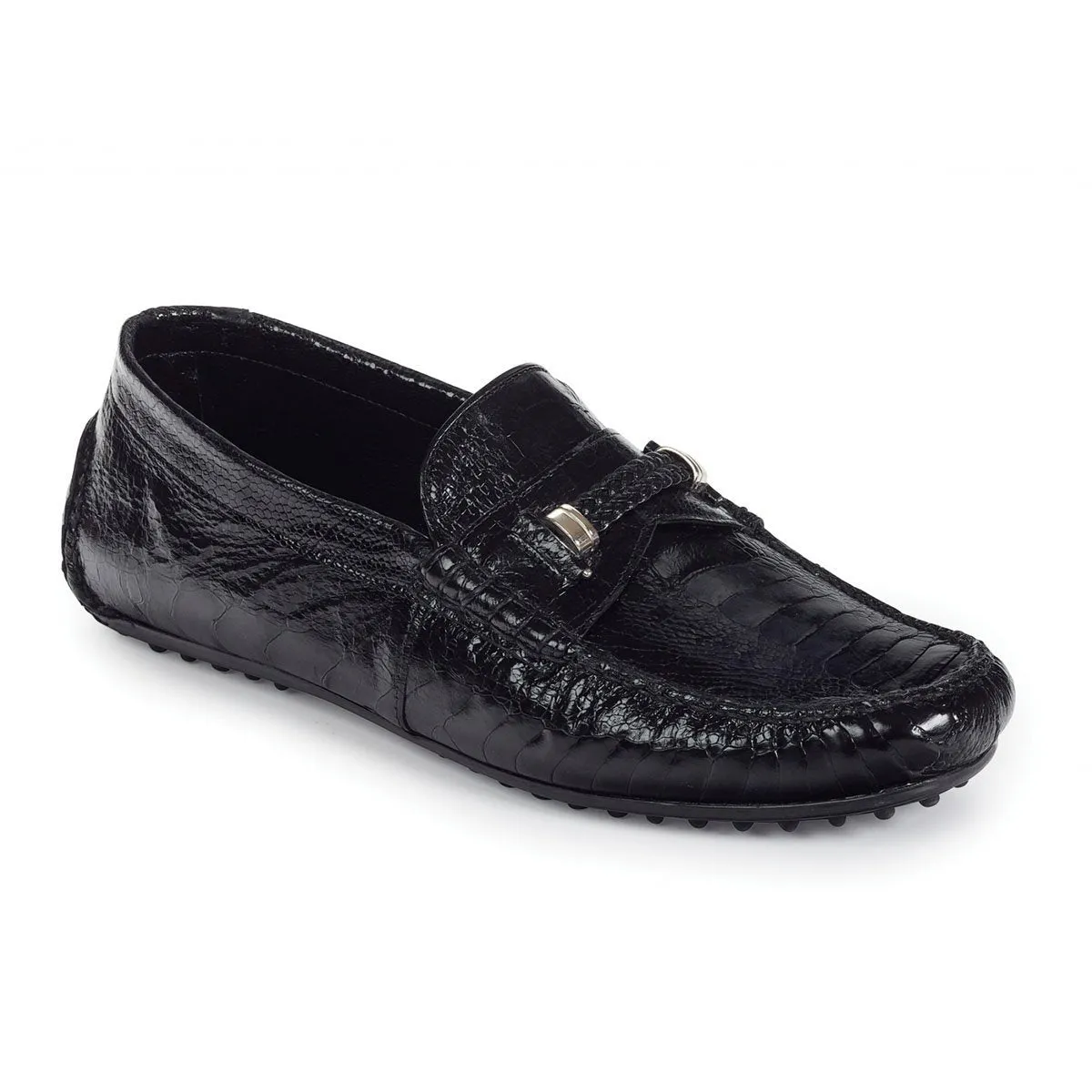 Mauri Hayez Men's Shoes Ostrich Leg Black Moccasins Art 3425 (MA4703)
