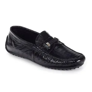 Mauri Hayez Men's Shoes Ostrich Leg Black Moccasins Art 3425 (MA4703)