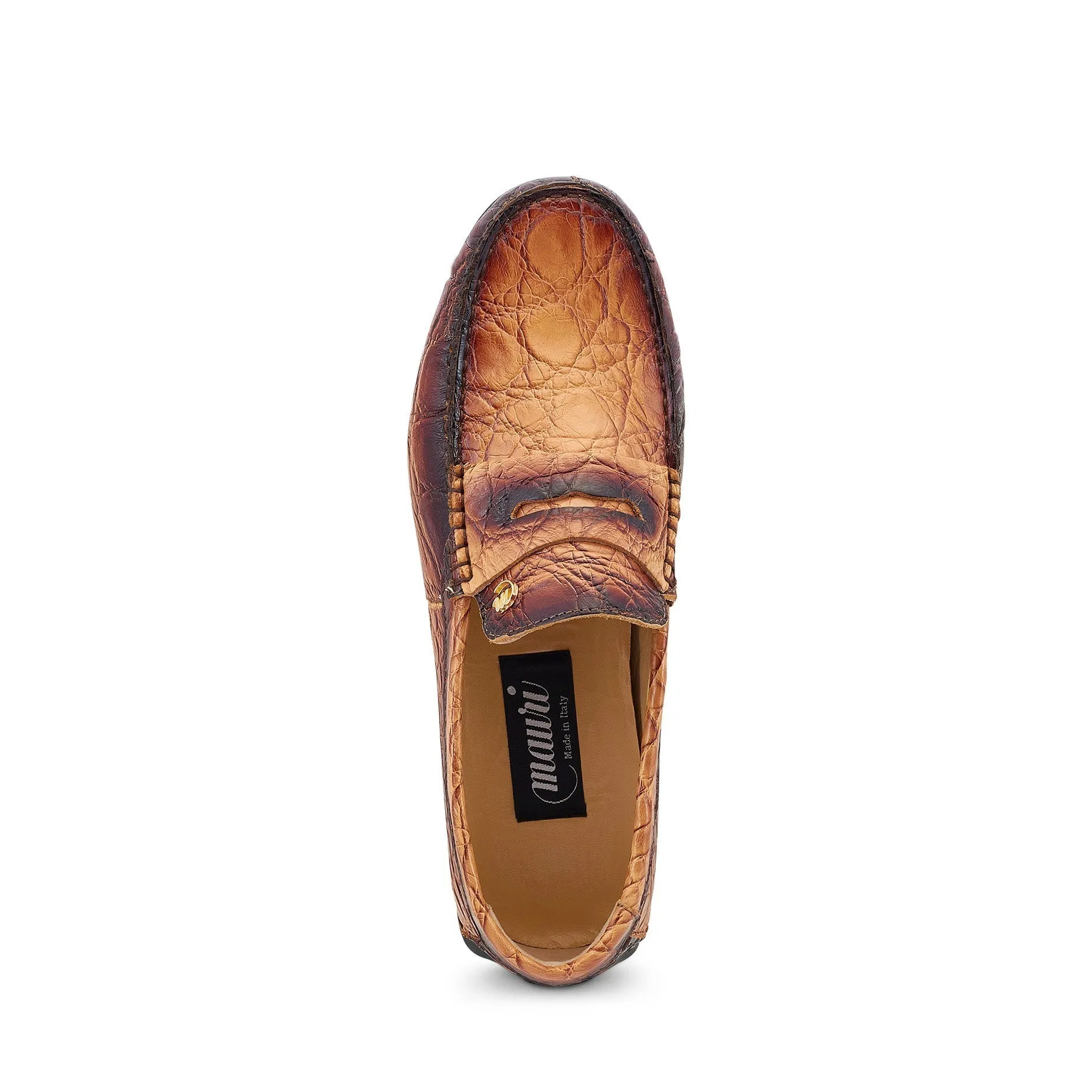Mauri Sprinter 3517/1 Men's Shoes Dune with "Dirty" Gold Finish Exotic Alligator Driver Moccasins Loafers (MA5527)