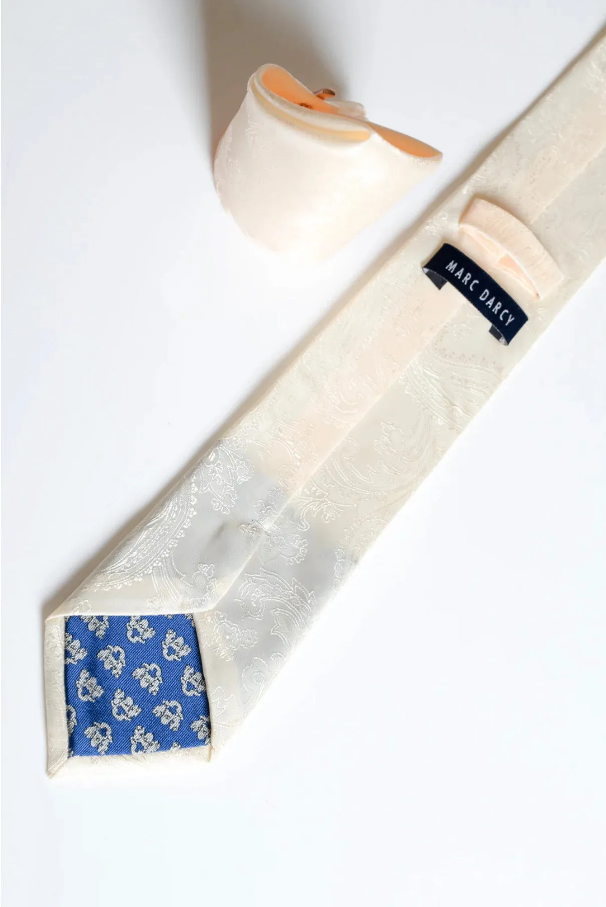 MD PAISLEY - Cream Paisley Tie and Pocket Square Set