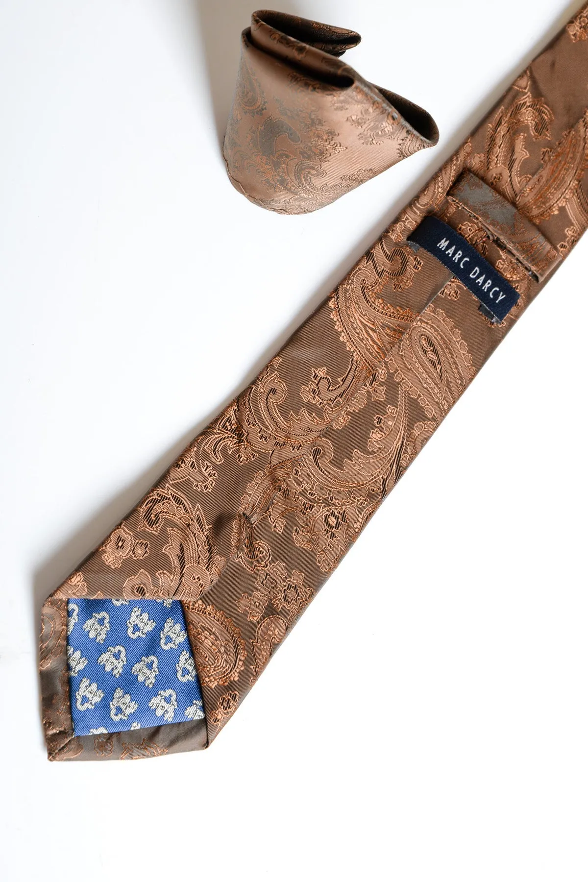 MD PAISLEY - Orange Brown Paisley Tie and Pocket Square Set