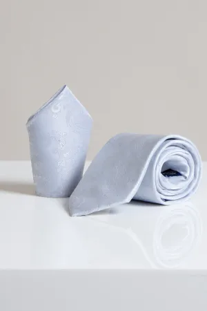 MD PAISLEY - Silver Paisley Tie and Pocket Square Set