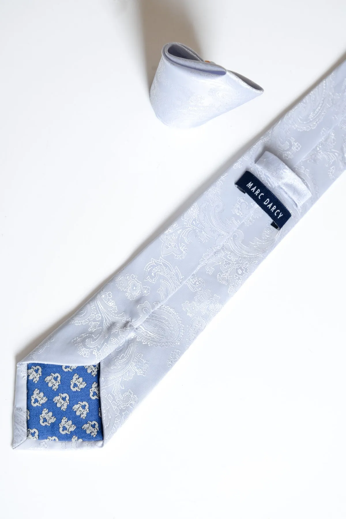 MD PAISLEY - Silver Paisley Tie and Pocket Square Set