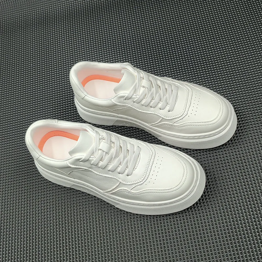 Men Minimalist Breathable Leather Flat Casual Sneakers