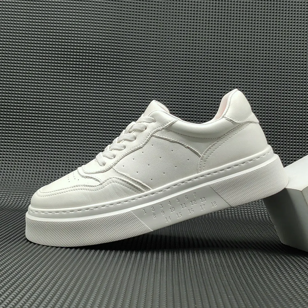 Men Minimalist Breathable Leather Flat Casual Sneakers