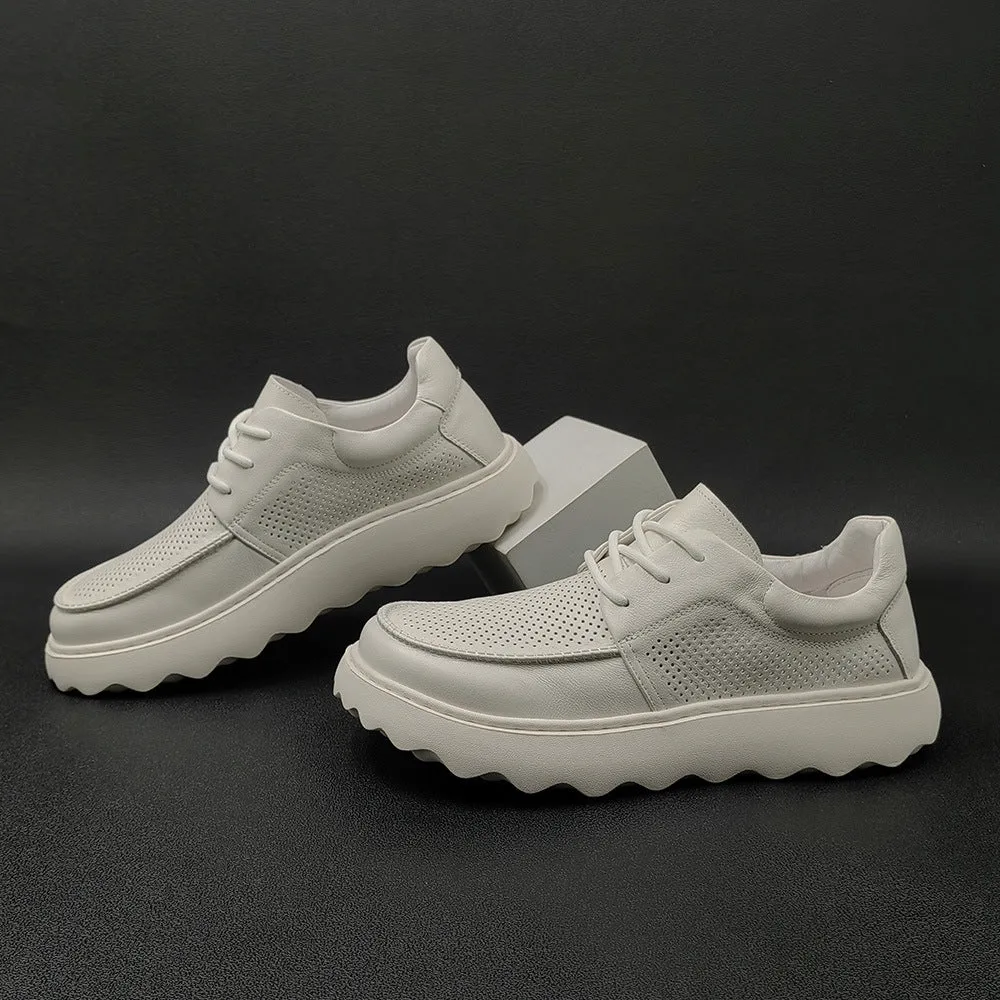 Men Minimalist Hollow Leather Breathable Casual Shoes