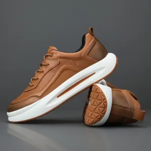 Men Minimalist Solid Breathable Leather Casual Sneakers