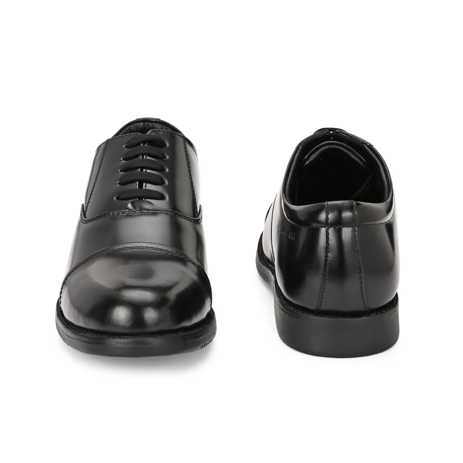 Men Premium Leather Black Oxford Police Shoes | Available in Sizes 5 UK to 12 UK (Uniform-61-Black)