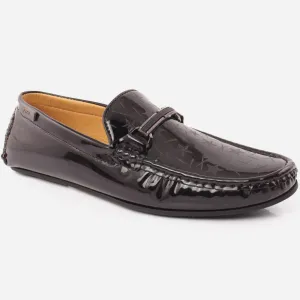 Men "Hugh" Patent Rubber Sole Moccasins