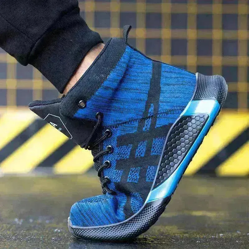 Men's Anti Smash Anti Puncture Work Warm Thickened Lace-up Safety Shoes