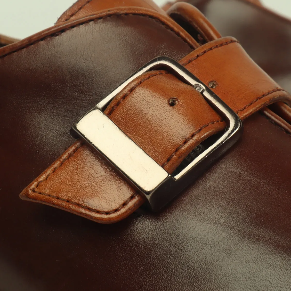 Men's Brown Brush Off Oxford Single Monk Strap Buckle Leather Shoe By Brune & Bareskin