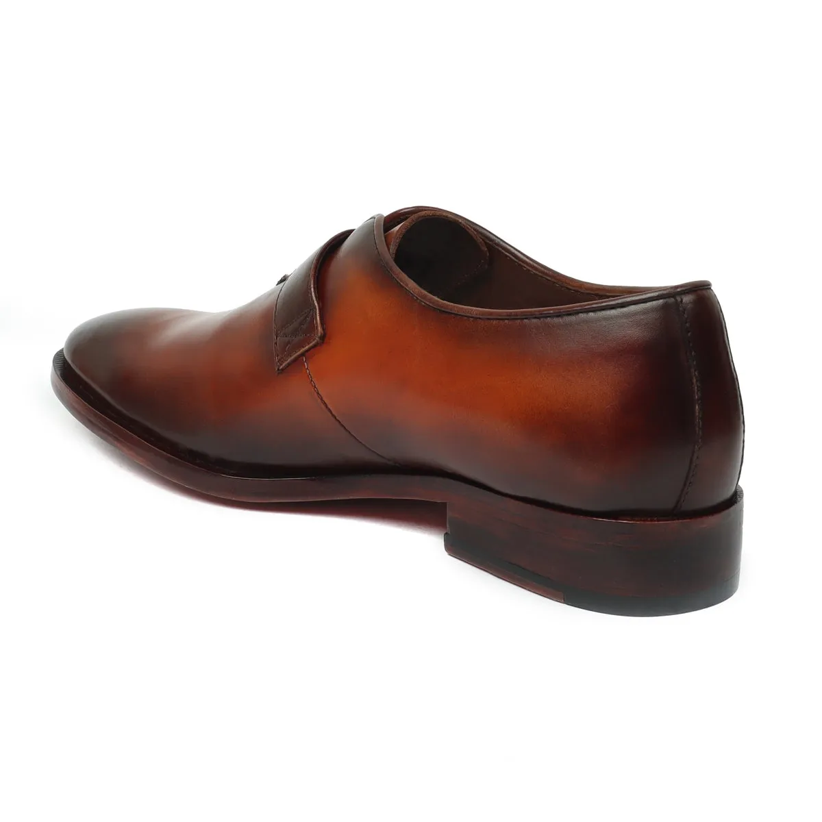 Men's Tan Brush Off Oxford Single Monk Strap Buckle Leather Shoe By Brune & Bareskin