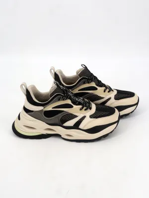 Men's Textured Running Shoes,Beige/Black