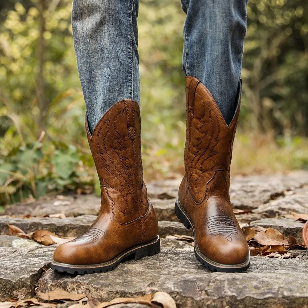 Men's Vintage Western Embroidered Cowboy Boots
