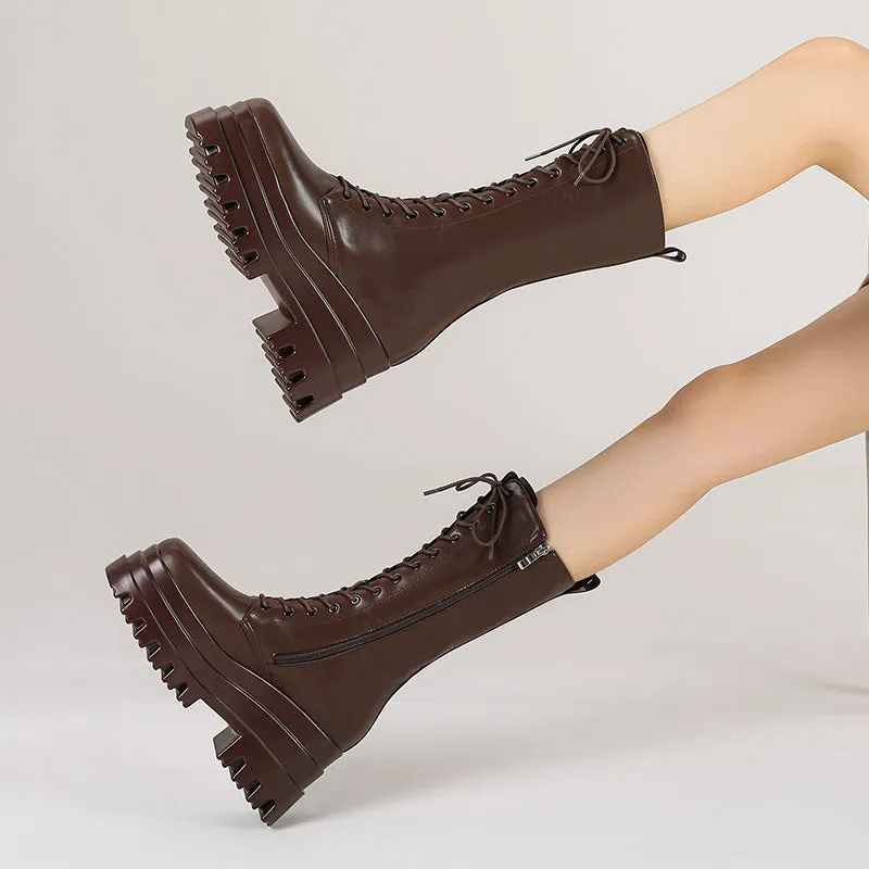 Nala Platform Brown Wedge Boots