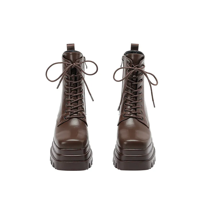 Nala Platform Brown Wedge Boots