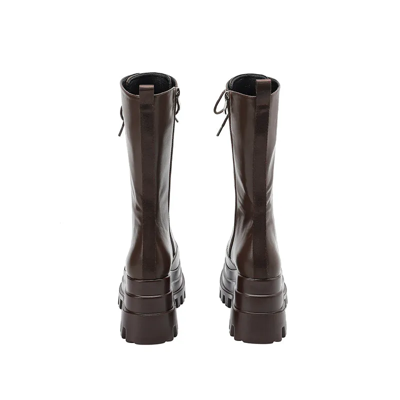 Nala Platform Brown Wedge Boots
