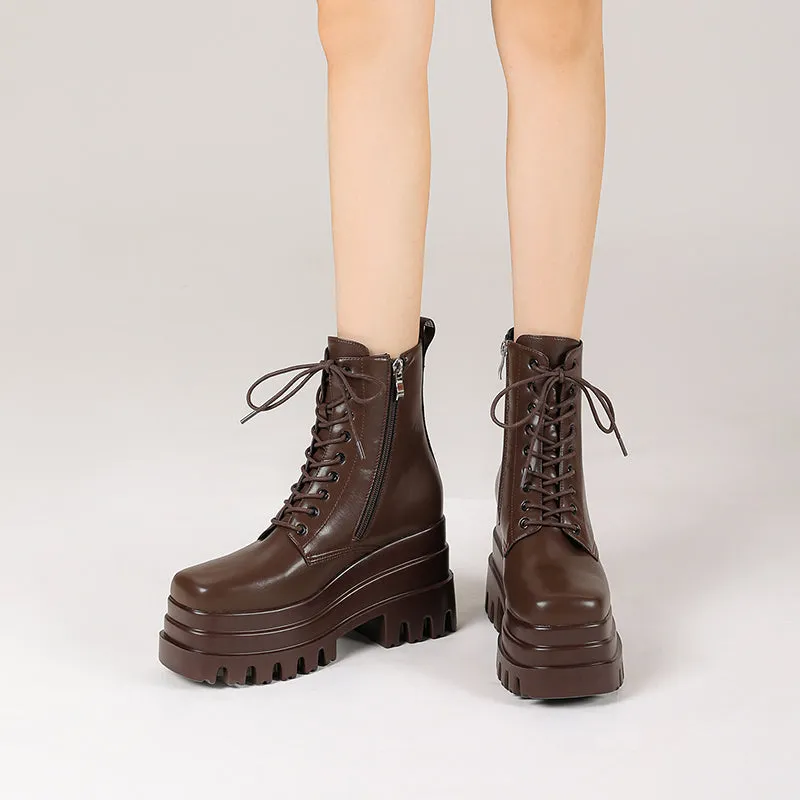 Nala Platform Brown Wedge Boots