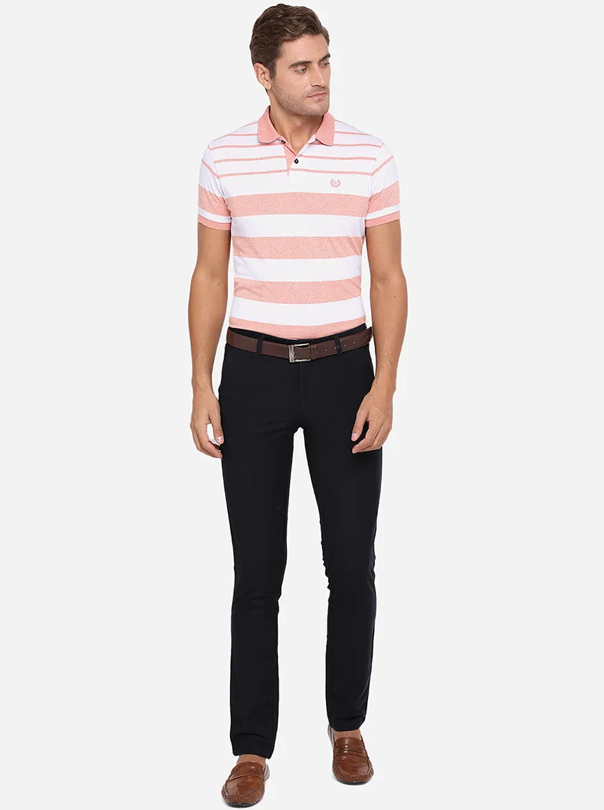 Navy Blue Checked Uno Fit Casual Trouser | JadeBlue