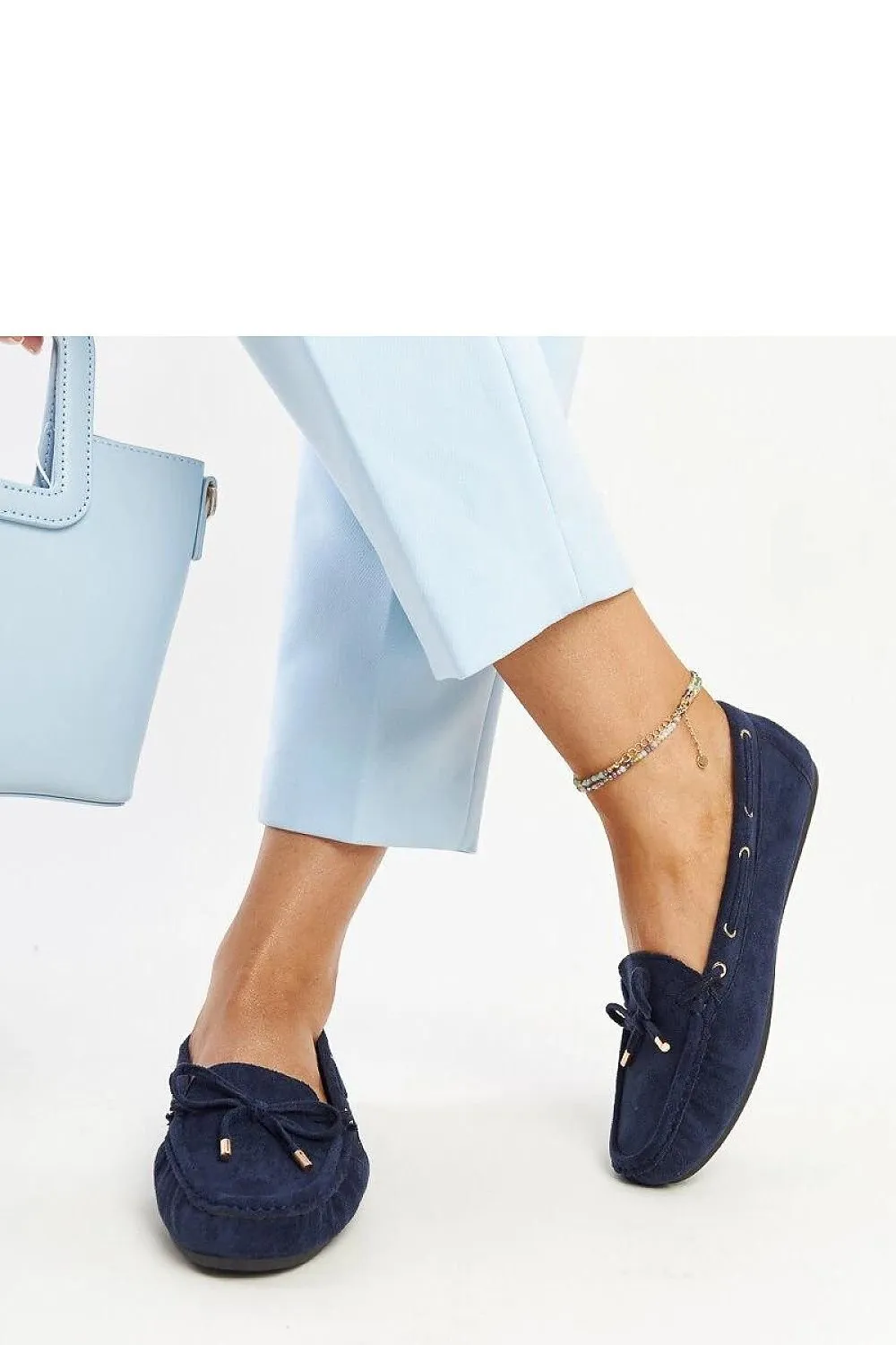 Navy Blue Suede Moccasin