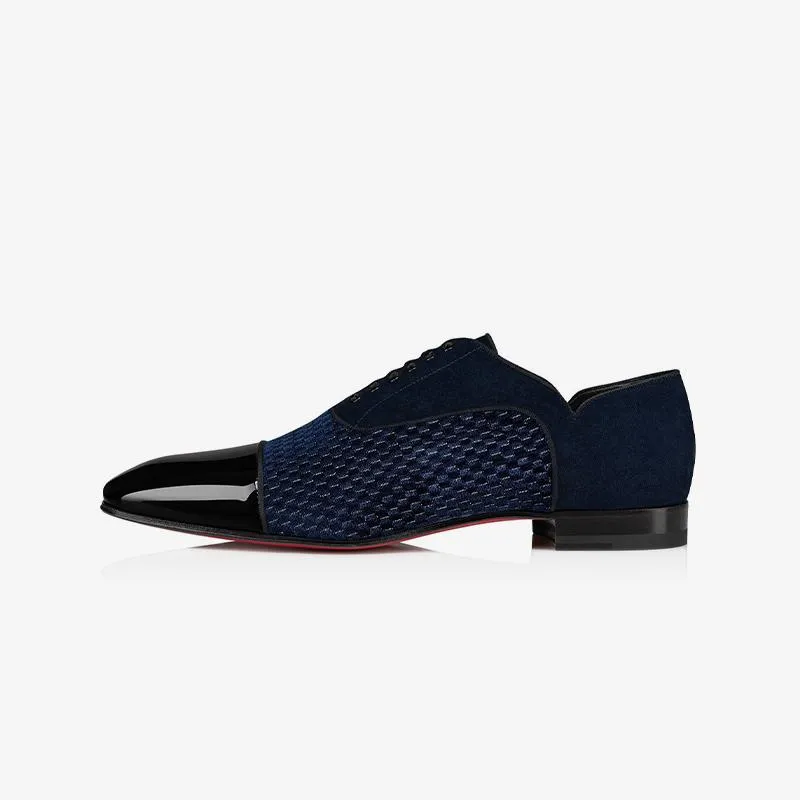 Navy Blue Suede Patent Leather