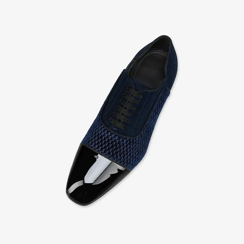 Navy Blue Suede Patent Leather