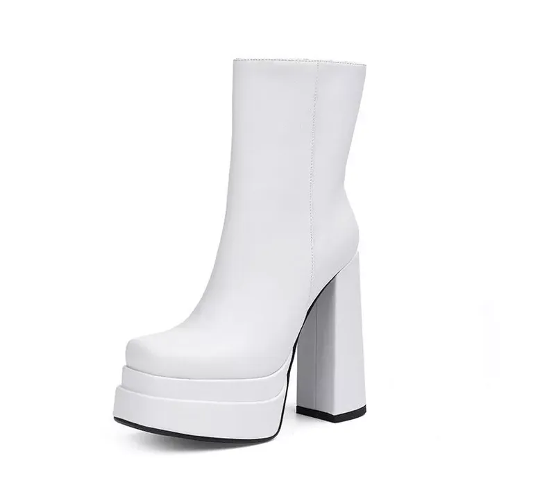 Number Ninety Three Platform Thick Heeled Booties