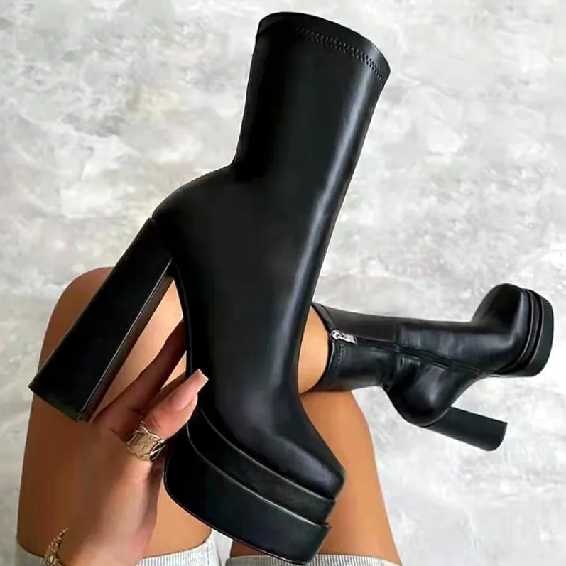 Number Ninety Three Platform Thick Heeled Booties