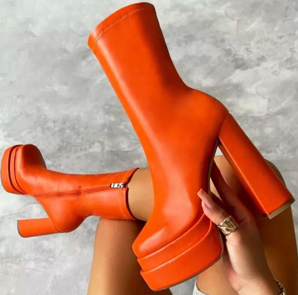 Number Ninety Three Platform Thick Heeled Booties