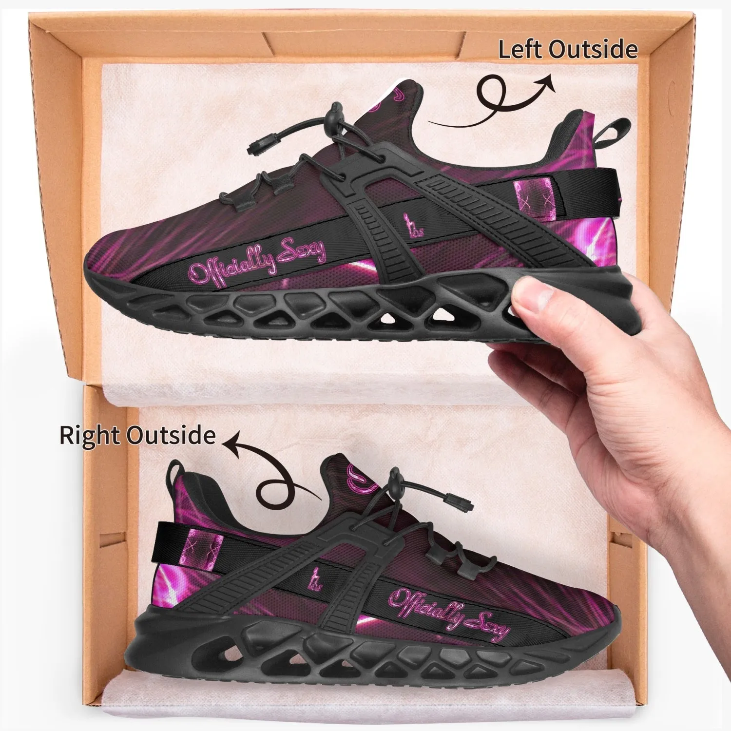 Officially Sexy Pink Laser Hearts Collection Mesh Running Shoes