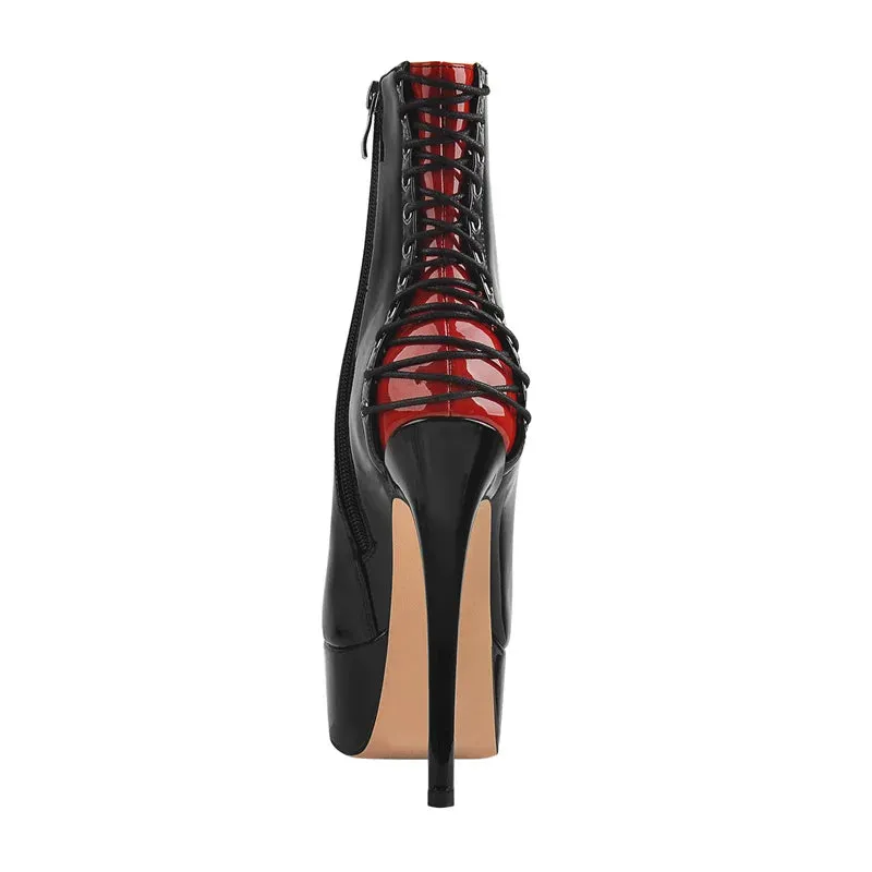 Onlymaker Women Peep Toe Platform Ankle Boots