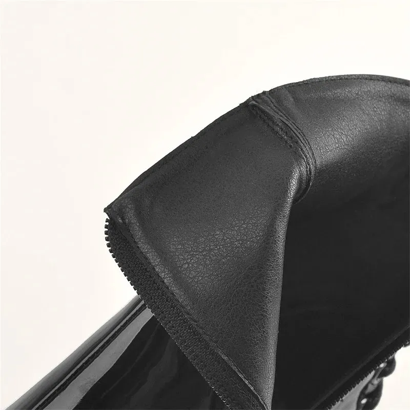 Onlymaker Women Peep Toe Platform Ankle Boots