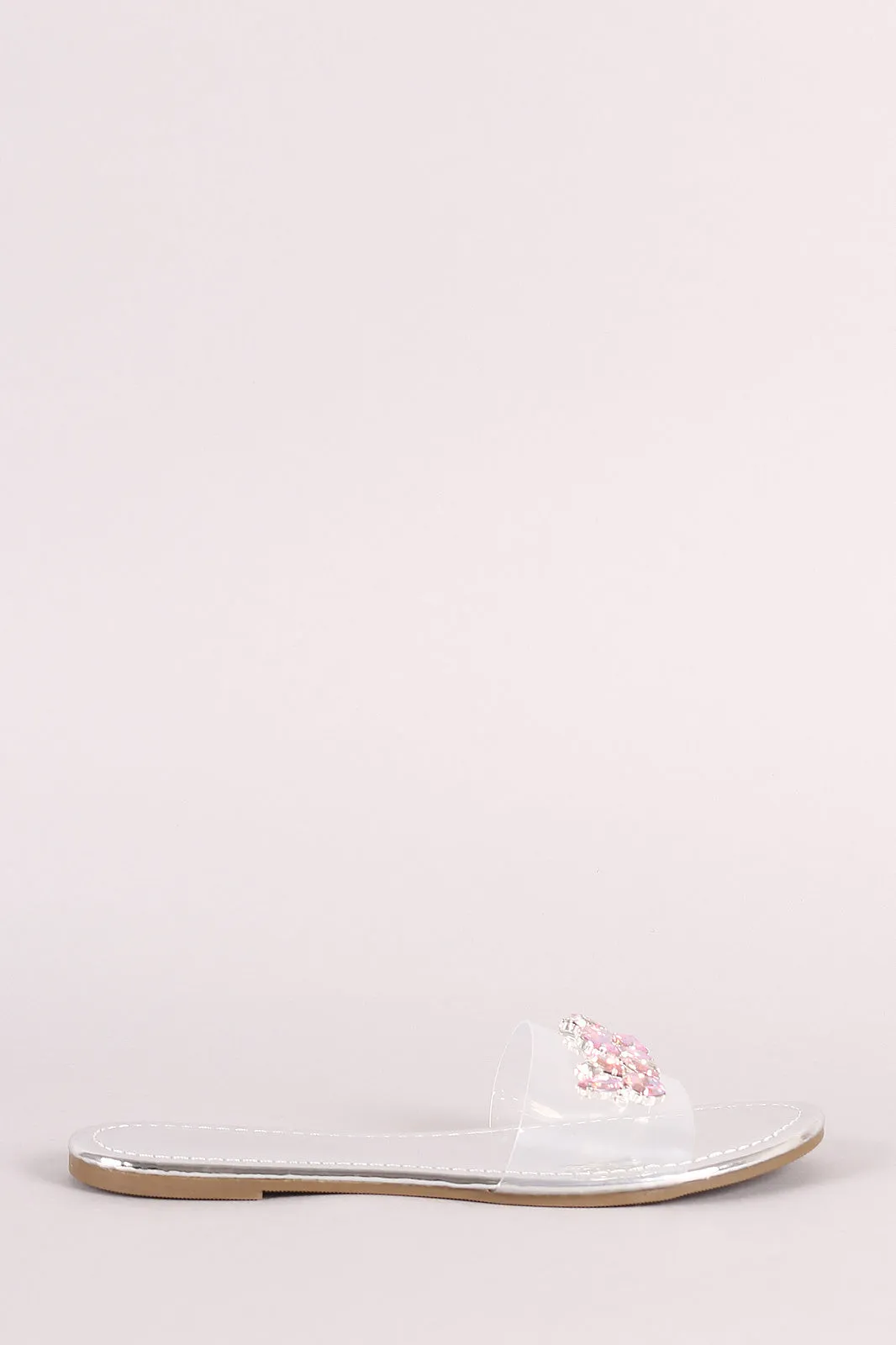 Patent Jeweled Transparent Band Slide Sandal