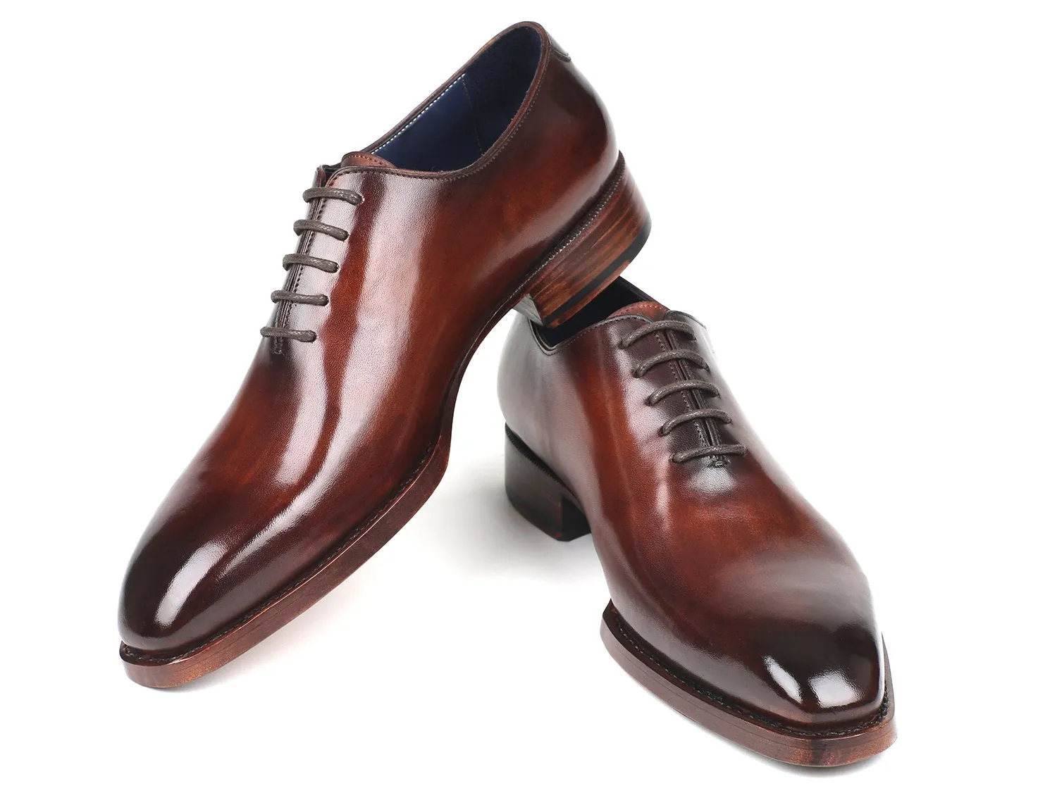 Paul Parkman Goodyear Welted Wholecut Oxfords, Hand-Painted Brown
