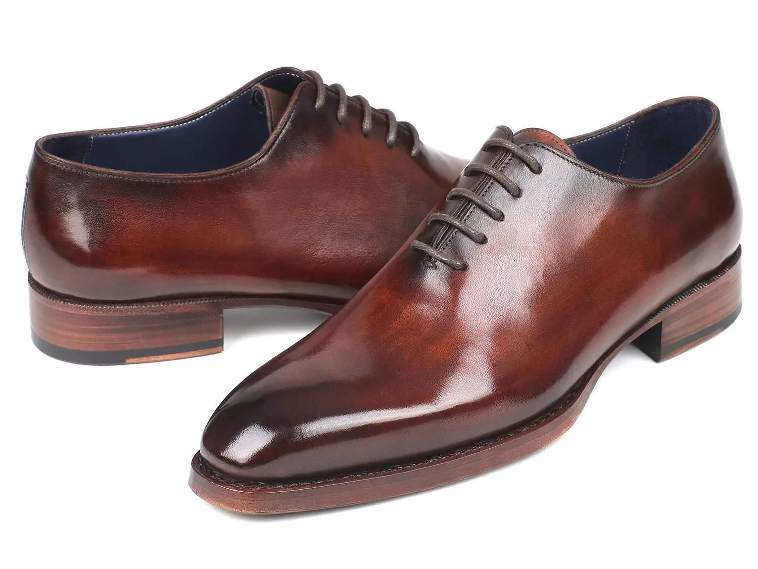 Paul Parkman Goodyear Welted Wholecut Oxfords, Hand-Painted Brown
