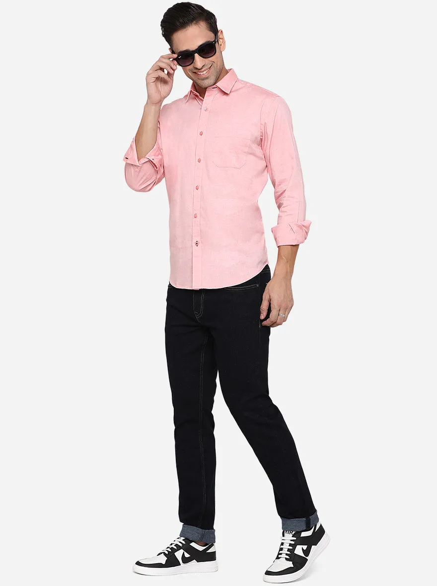 Pink Solid Classic Fit Casual Shirt | Greenfibre