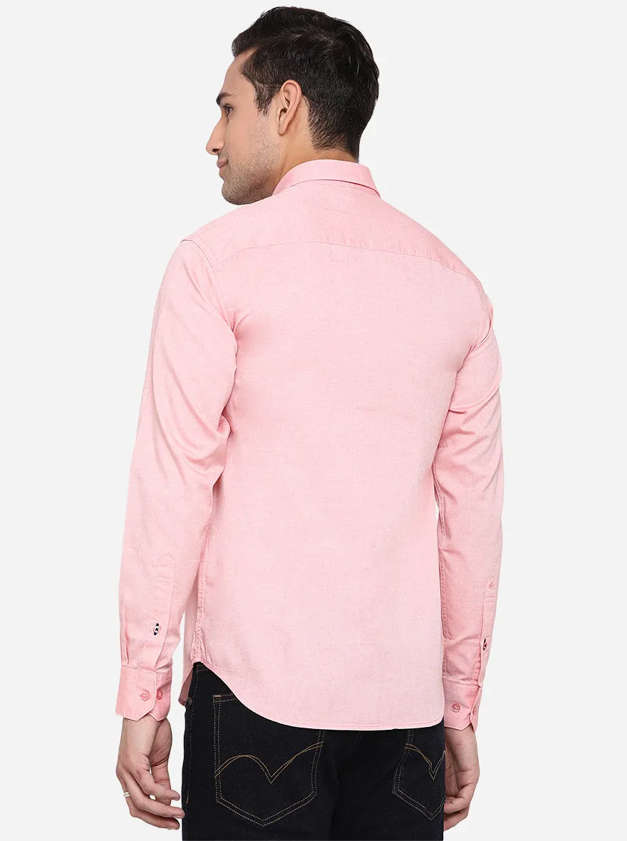 Pink Solid Classic Fit Casual Shirt | Greenfibre