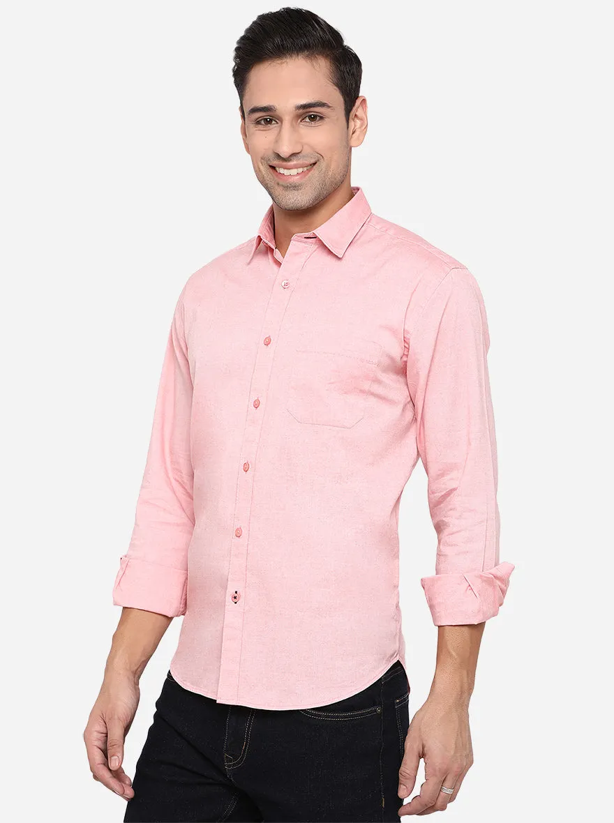Pink Solid Classic Fit Casual Shirt | Greenfibre
