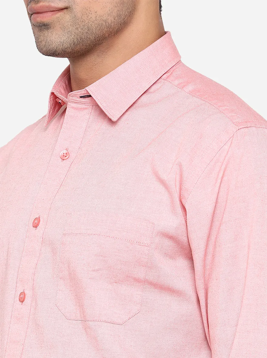 Pink Solid Classic Fit Casual Shirt | Greenfibre